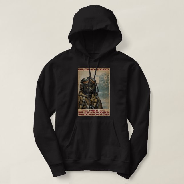 Sudadera El Piloto De Gatos Mike Echo Oscar Whisky Cómo (Diseño del anverso)