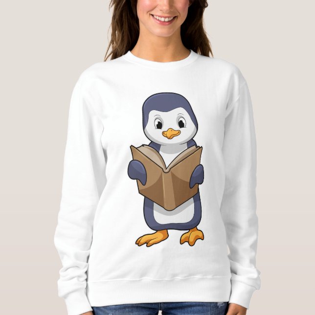 Sudadera El pingüino está nervioso con el libro (Anverso)