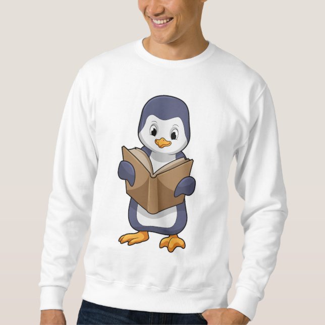 Sudadera El pingüino está nervioso con el libro (Anverso)