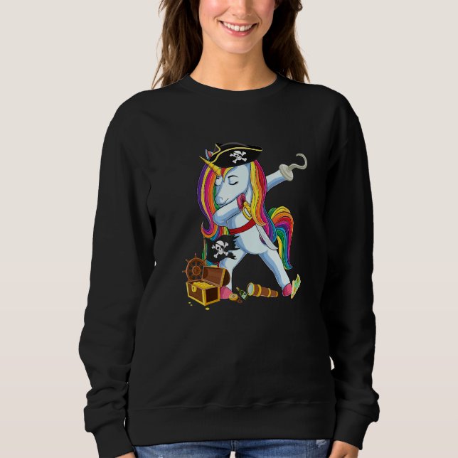 Sudadera El pirata de Dabbing Unicornio bailando arcoiris (Anverso)