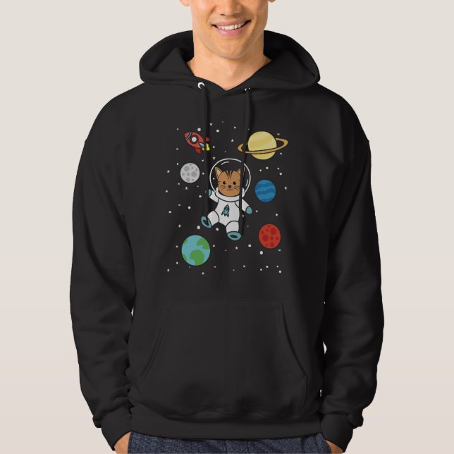Sudadera El planeta gato astronauta Tierra marea el espacio (Anverso)
