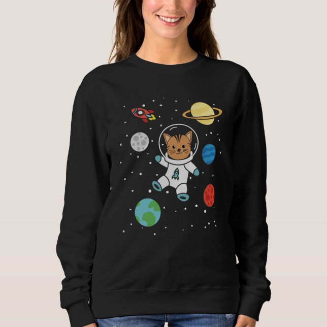 Sudadera El planeta gato astronauta Tierra marea el espacio (Anverso)