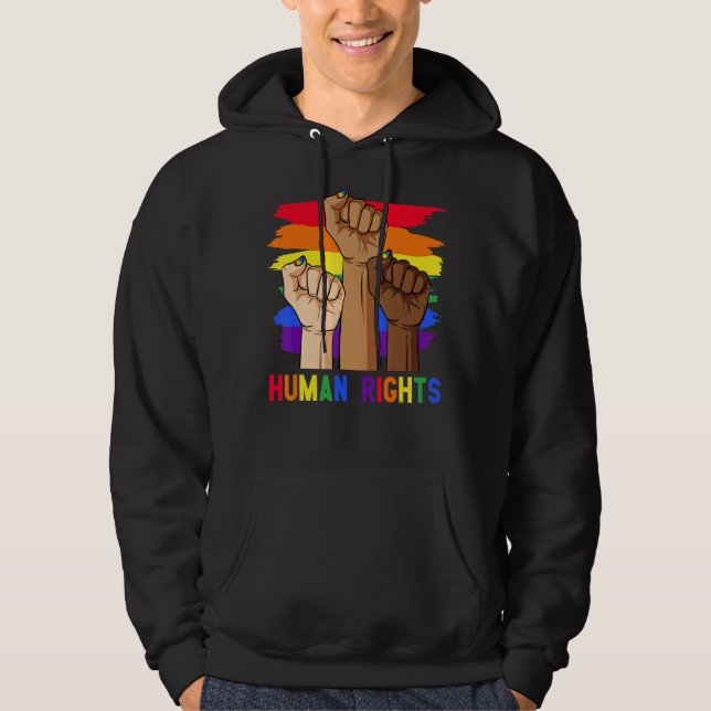 Sudadera El poder de los derechos humanos puño Lgbt Orgullo (Anverso)