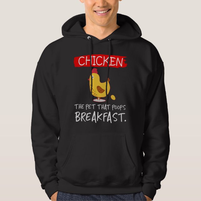 Sudadera El pollo la mascota que caga desayuno divertido (Anverso)