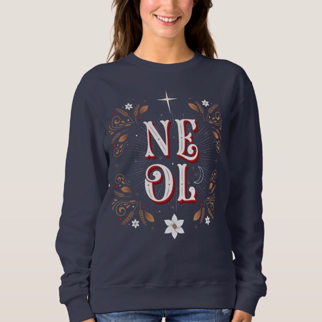 Sudadera El primer navidad de Noel de las mujeres azul (Anverso)
