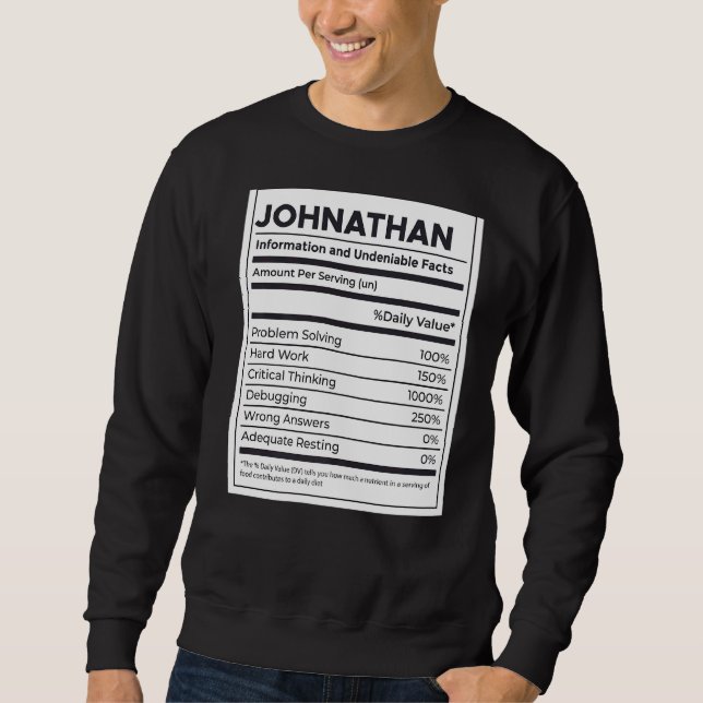 Sudadera El problema de la información nutricional de Johna (Anverso)