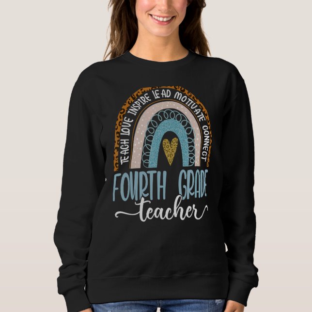 Sudadera El profesor de cuarto grado Leopard Boho Rainbow d (Anverso)