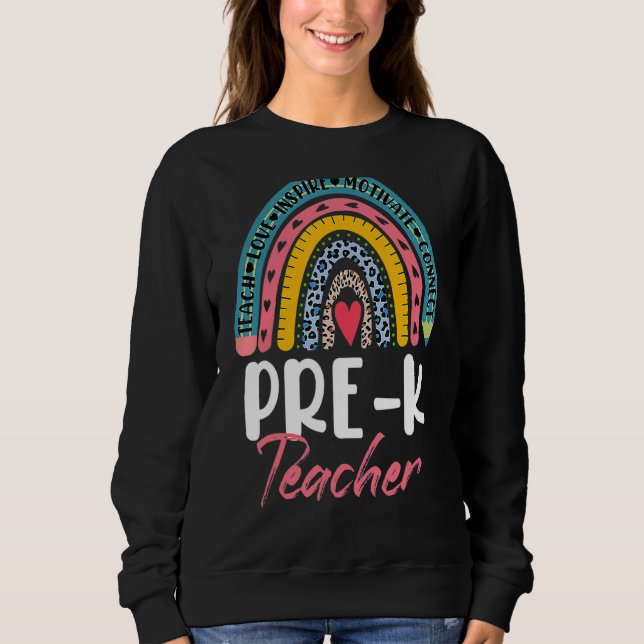 Sudadera El profesor de pre-K Boho Rainbow Cuelga de vuelta (Anverso)