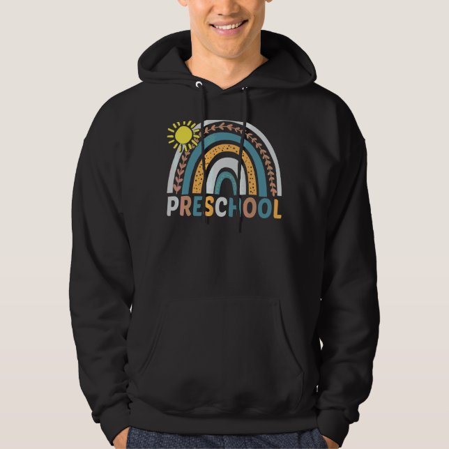 Sudadera El profesor de preescolar Boho Rainbow vuelve a la (Anverso)