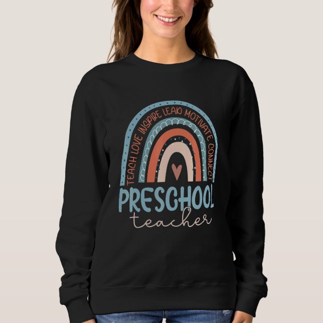 Sudadera El profesor de preescolar Leopard Boho Arcoiris de (Anverso)