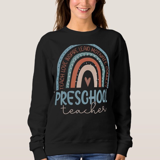 Sudadera El profesor de preescolar Leopard Boho Arcoiris de (Anverso)