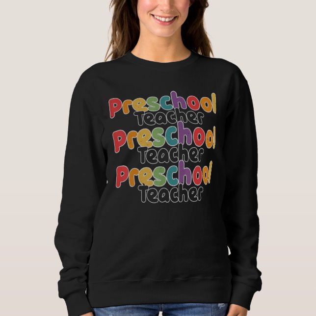 Sudadera El profesor de preescolar Rainbow Retro Pre K cura (Anverso)