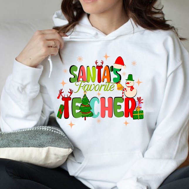 Sudadera el profesor favorito de santa.regalo personalizado (Christian Christmas Hoodie, Christmas Hoodie, Christ Hoodie, santas favorite teacher hoodie)