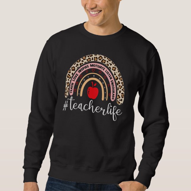 Sudadera El profesor Life Leopard Boho Rainbow Teach Love I (Anverso)