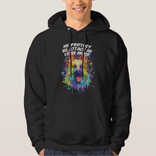 Sudadera Él Protege Él Ataca Él Ama Snack Pastor Alemán