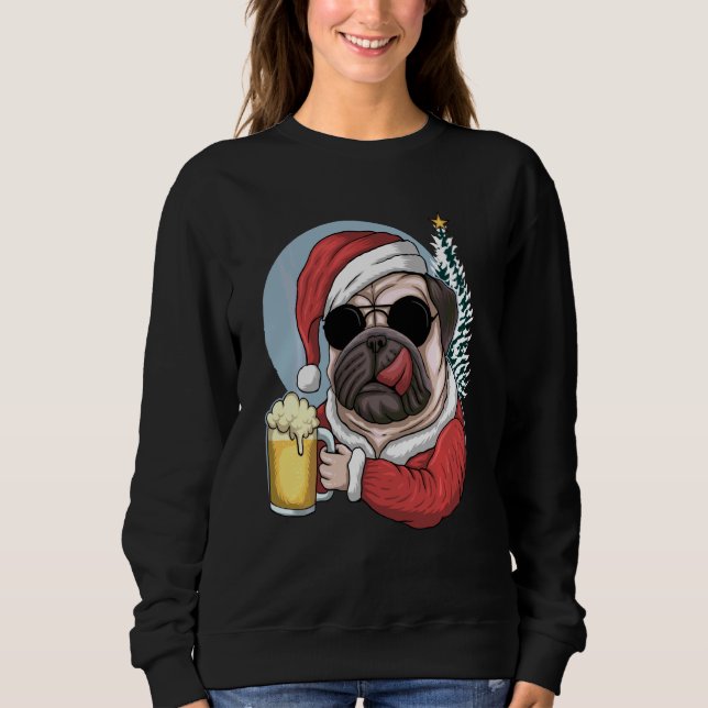 Sudadera El Pug De Santa Hat Es Mi Animal Espiritual (Anverso)