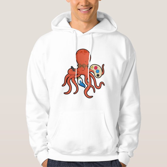 Sudadera El pulpo como pintor con pintura y pincel (Anverso)
