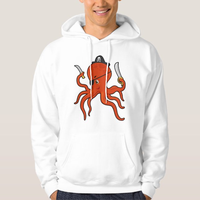 Sudadera El pulpo como pirata con espada y cuchillo (Anverso)