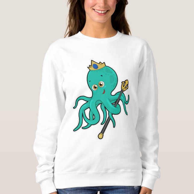 Sudadera El pulpo como rey con tridente (Anverso)