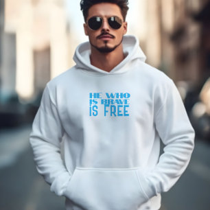 Sudadera Él que es valiente es libre cita azul celeste