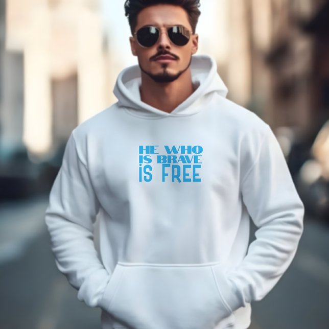 Sudadera Él que es valiente es libre cita azul celeste (Subido por el creador)