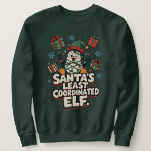Sudadera El regalo del pingüino divertido del elfo menos co