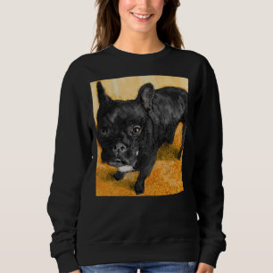 Sudadera El Retrato De Un Pitbull Negro Con Una Graciosa Gu