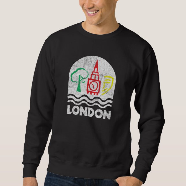 Sudadera El retro grande del estilo de la cosecha de Londre (Anverso)
