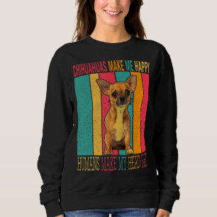 Sudadera El retro vintage Chihuahuas hace felices a los hum