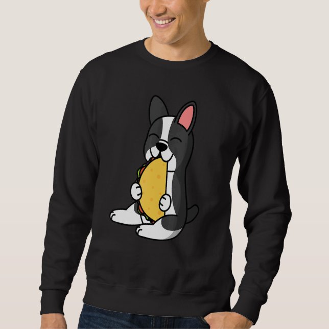 Sudadera El Terrier De Boston Comiendo Un Taco Perro (Anverso)