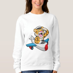 Sudadera El tigre como piloto en el avión