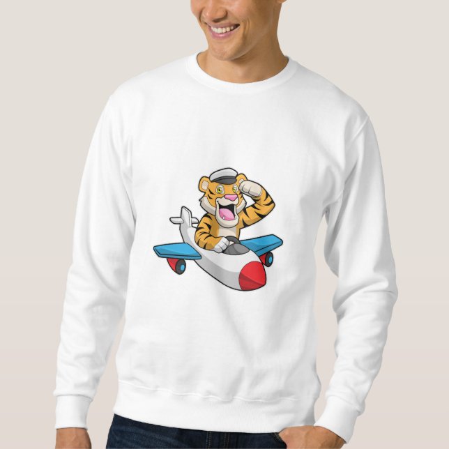 Sudadera El tigre como piloto en el avión (Anverso)