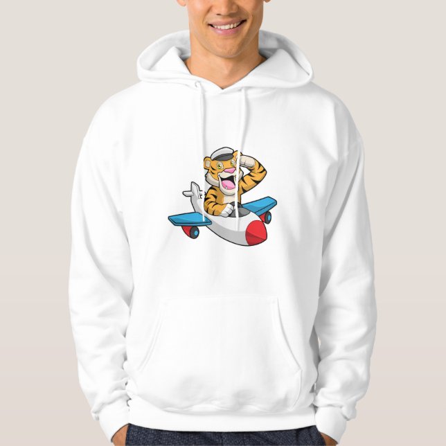 Sudadera El tigre como piloto en el avión (Anverso)