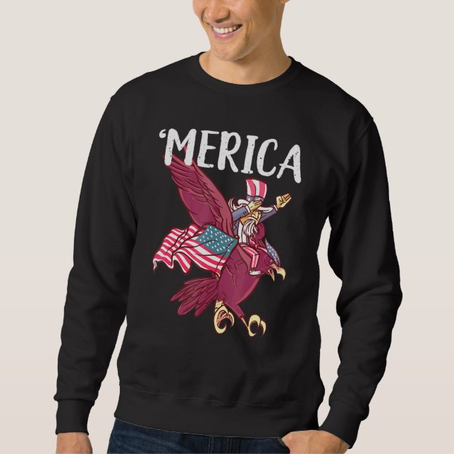 Sudadera El Tío Dabbing Sam Riding Eagle Merica 4 De Julio (Anverso)