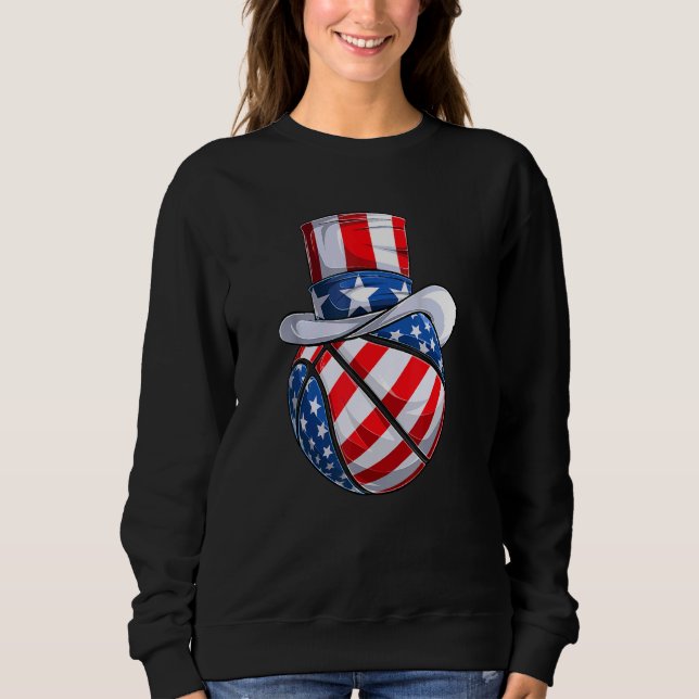 Sudadera El Tío De Baloncesto Sam Gorra 4 De Julio Hombres  (Anverso)