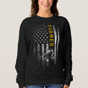 Sudadera El Tractor Americano Bandera Estadounidense Un Cam