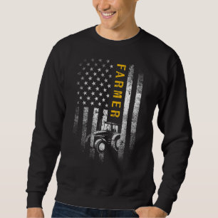 Sudadera El Tractor Americano Bandera Estadounidense Un Cam