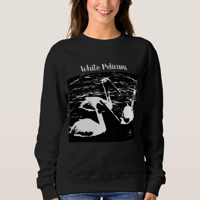 Sudadera El trío artístico de los pelícanos blancos nadando (Anverso)
