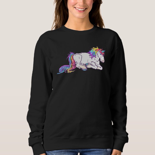 Sudadera El unicornio arcoiris suave que baja - (Anverso)