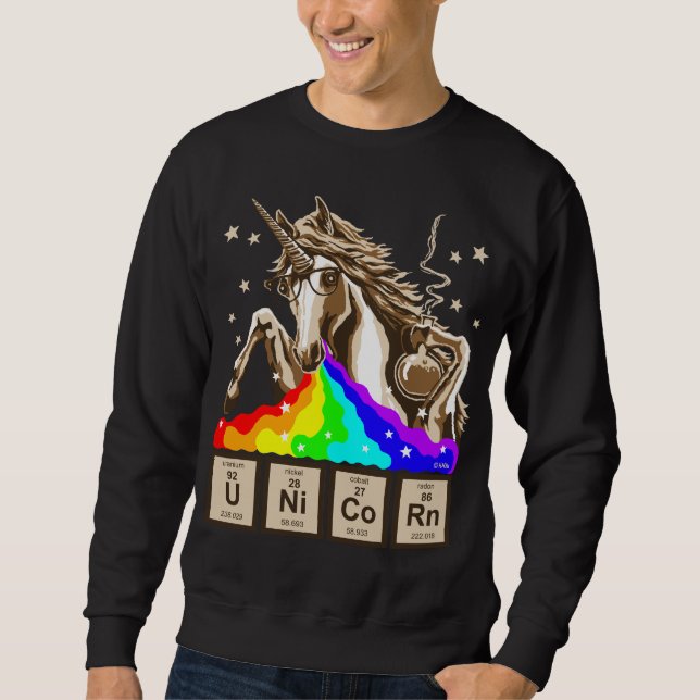 Sudadera El unicornio de la química pukes el arco iris (Anverso)