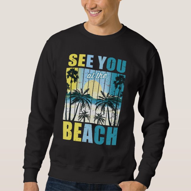 Sudadera El Verano Tropical Retro Sunset En La Playa (Anverso)