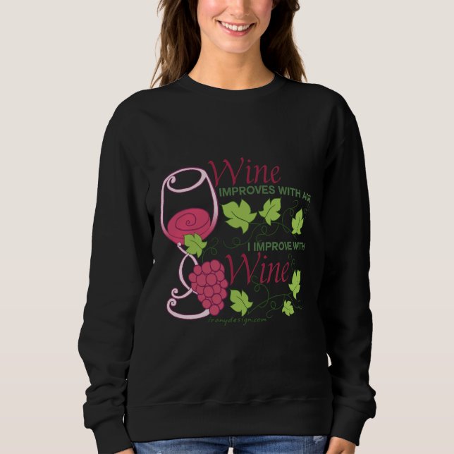 Sudadera El vino mejora con la edad divertida (Anverso)