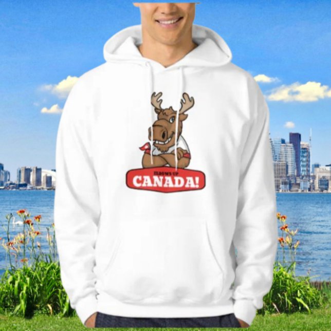 Sudadera ¡Elbows Up Canada! Funny Moose Holding Flag Hoodie (Subido por el creador)