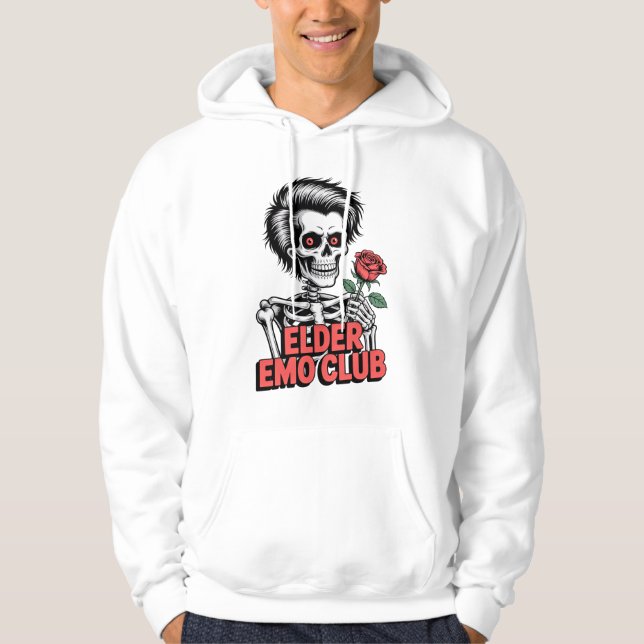 Sudadera Elder Emo Club Skeleton Holding Rose Design (Anverso)