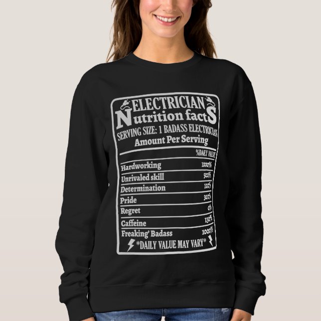 Sudadera Electrician Nutrition Facts Voltage Lineman Circui (Anverso)