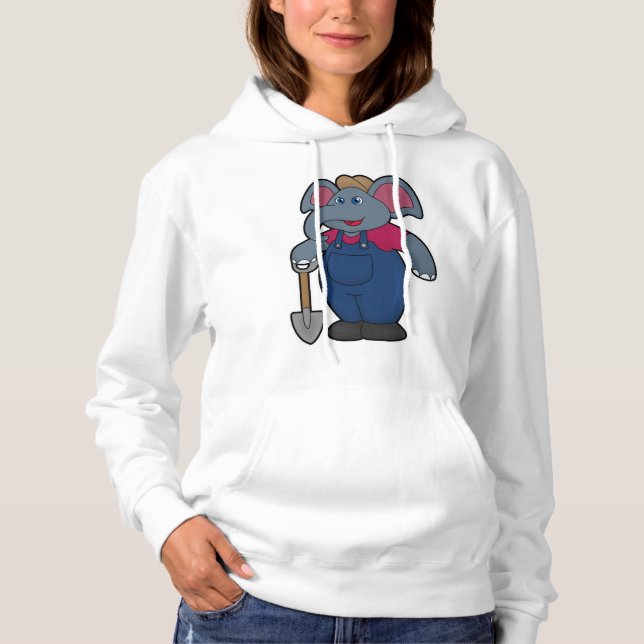 Sudadera Elefante como agricultor con pala (Anverso)