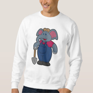 Sudadera Elefante como agricultor con pala