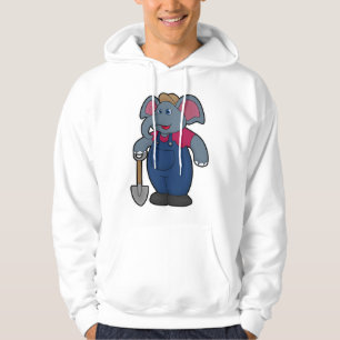 Sudadera Elefante como agricultor con pala