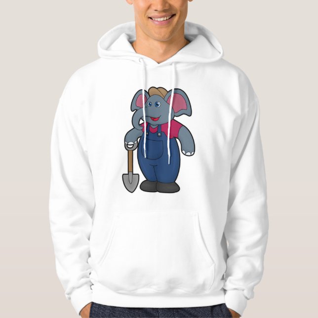 Sudadera Elefante como agricultor con pala (Anverso)