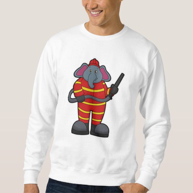 Sudadera Elefante como bombero con manguera (Anverso)